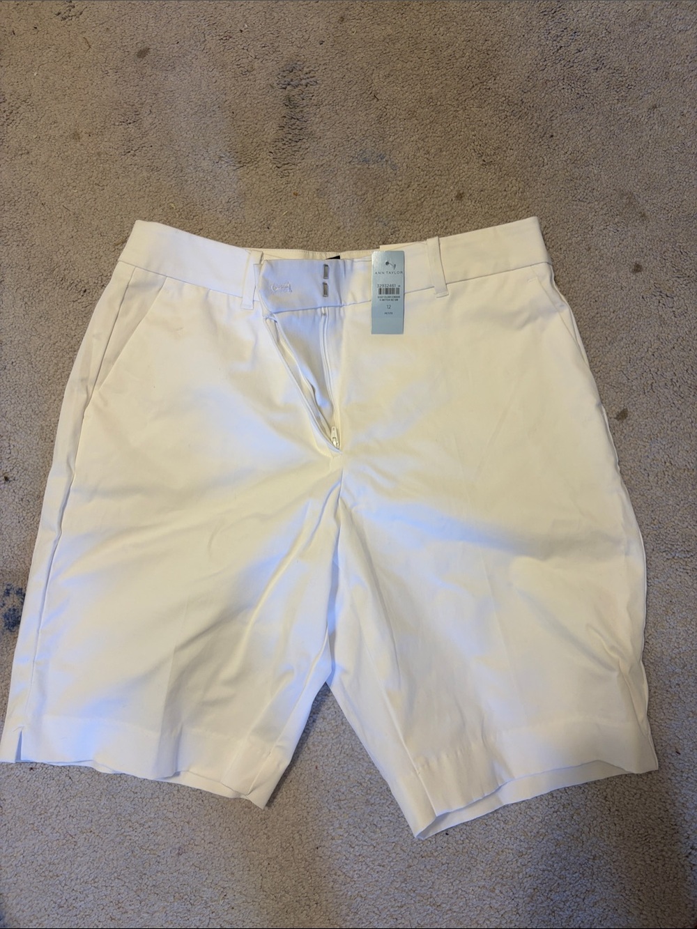 Ann Taylor White Flat-Front Men's Chino Shorts